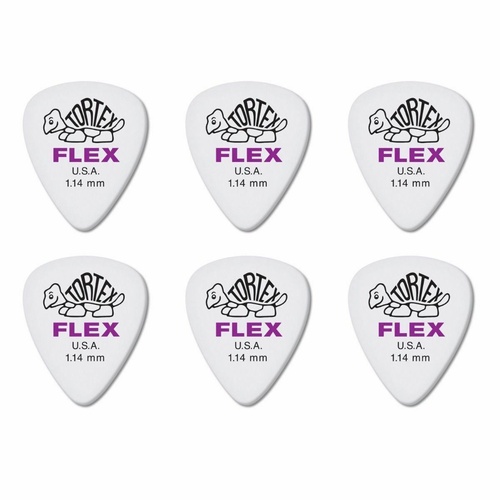 6 x Dunlop Tortex FLEX 1.14MM Gauge Guitar Picks 428R Plectrums