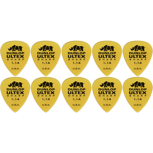 10 x Jim Dunlop Ultex Sharp 1.14MM Gauge Guitar Picks 433R Plectrums, Pack