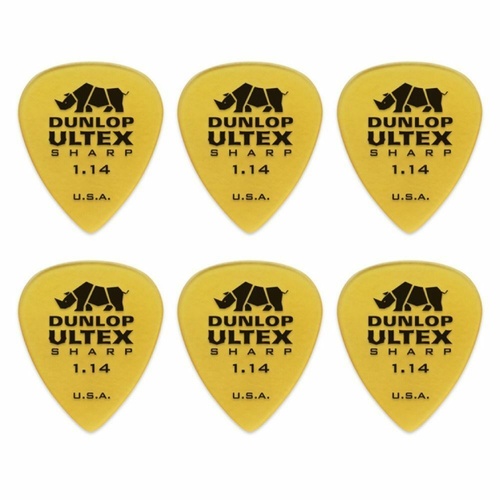 6 x Jim Dunlop Ultex Sharp 1.14MM Gauge Guitar Picks 433R Plectrums, Pack