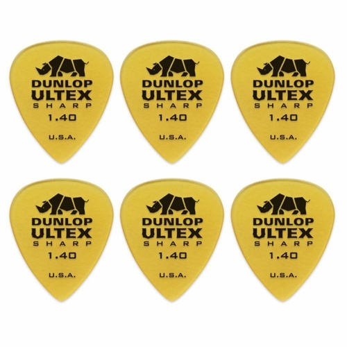 6 x Jim Dunlop Ultex Sharp 1.40MM Gauge Guitar Picks Plectrums, Pack