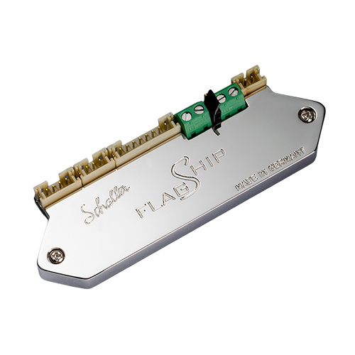 Schaller Flagship Piezo Preamp with 3-Way Rotary Switch - Nickel, 90x29x10mm, 1Hz-20kHz Bandwidth, 1000+ Hours Playtime, Plug & Play