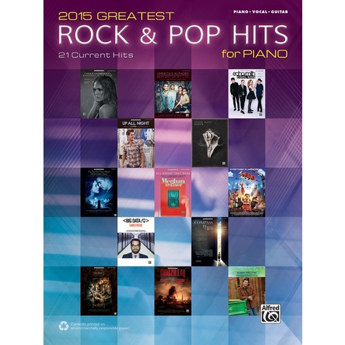 2015 Greatest Rock & Pop Hits For Piano