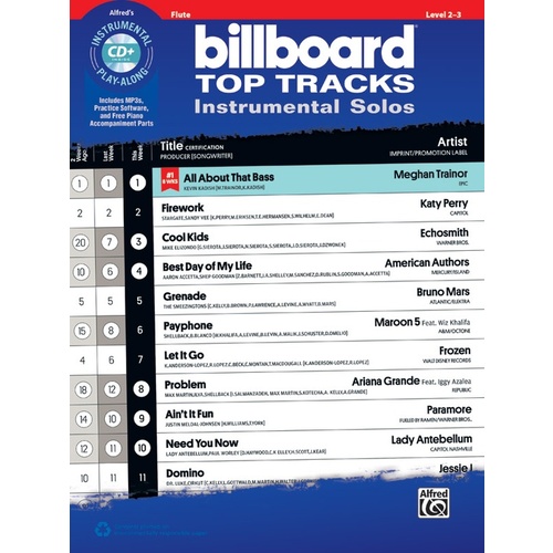 Billboard Top Tracks Inst Solos Flute Book/CD