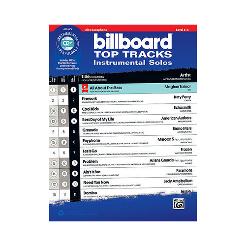 Billboard Top Tracks Instrumental Solos for Alto Saxophone Bk/CD