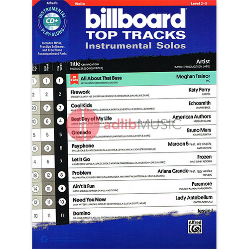 Billboard Top Tracks Instrumental Solos Violin Book/CD by Various - Alfred Music