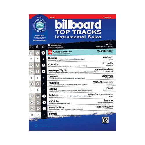 Billboard Top Tracks Instrumental Solos for Cello Book with CD