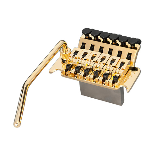 Schaller Lockmeister Tremolo System - Gold, 13010537.12.20, Adjustable for Various Fretboard Radii, Made in Germany, Includes Locking Nut and Accessor