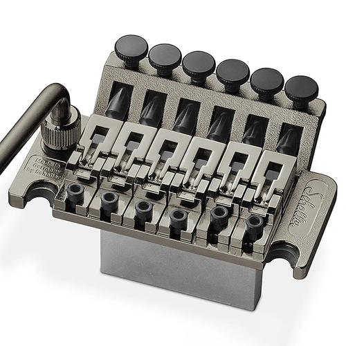 Schaller FR Tremolo Ruthenium 13020637.02 Double Locking System with Hardened Steel Knife Edges and Saddles, 12" and 10" Radius, Mounting Studs Includ