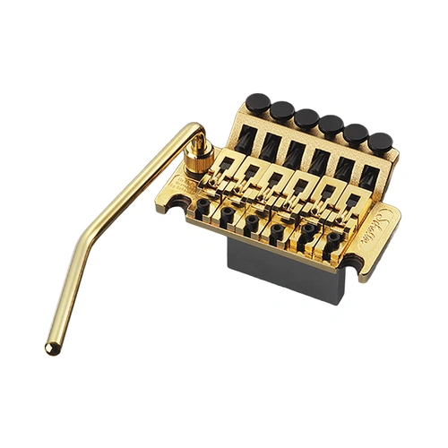 Schaller FR Tremolo Gold 13020537.02 - Double Locking Tremolo System with Hardened Steel Knife Edges and Cast Steel Saddles