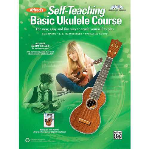 Alfred's Self-Teaching Basic Ukulele Course Book and CD and DVD