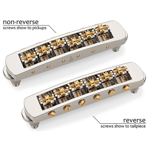 Schaller LP Non-Reverse STM Guitar Bridge (M5) Nickel - Adjustable, Low-Friction Saddles, Compatible with Les Paul Guitars, 74-74.5 mm Spacing
