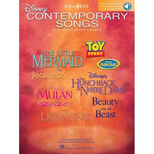 Disney Contemporary Songs High Voice Book/Online Audio 