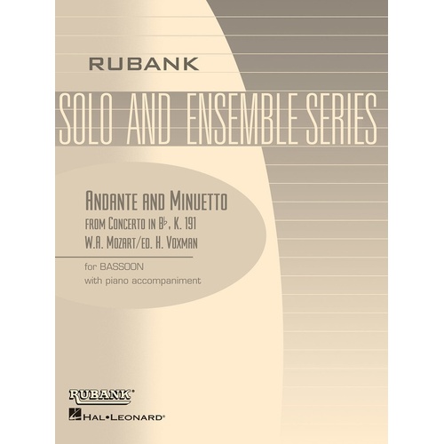 Andante And Menuetto Bassoon Piano Arr Voxman (Softcover Book)