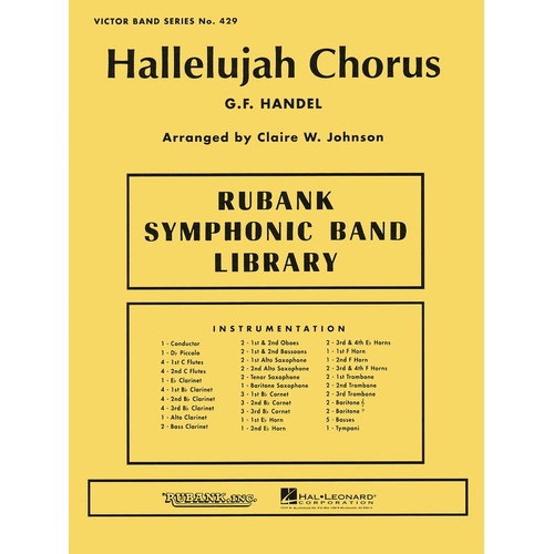 Hallelujah Chorus Concert Band 3-4 With Opt SATB Chorus (Music Score/Parts)