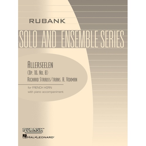 Allerseelen Op 10 No 8 French Horn Piano Arr Voxman (Softcover Book)