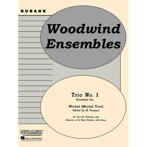 Trio No 1 Woodwind Trio 2Cl/B (Music Score/Parts)