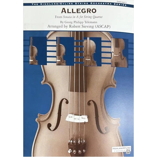 Telemann Allegro Sonata in Amaj for String Quartet String Orchestra Grade 3 Score/Parts Arranged by Sieving
