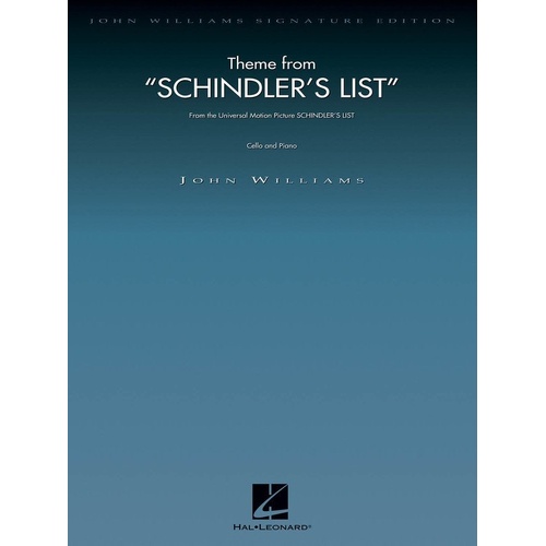 Theme from Schindler's List for Cello/Piano - Hal Leonard, John Williams Signature Edition, 1 Page, Performance Time: 4:00