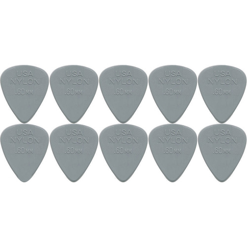 10 x Dunlop Nylon Standard "Greys" .60MM Gauge Guitar Picks 44R