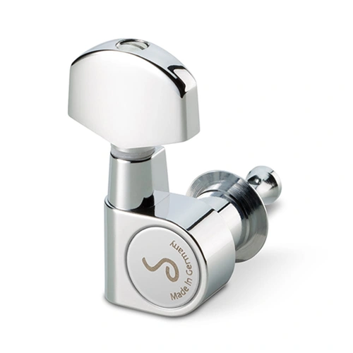 Schaller 3/3 M6-PIN Chrome Tuning Machines - 1:18 Gear Ratio, 9.8mm Bore, Precision-Crafted, Maintenance-Free