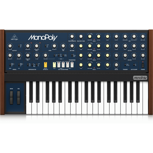 Behringer Monopoly Analog Polyphonic Synthesizer 37 Keys 4 VCOs VCF 2 LFOs Envelopes Sync Modulation Arpeggiator