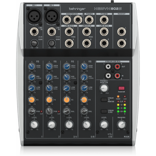 Behringer Xenyx 802S 8-Channel Mixer with USB Streaming Interface