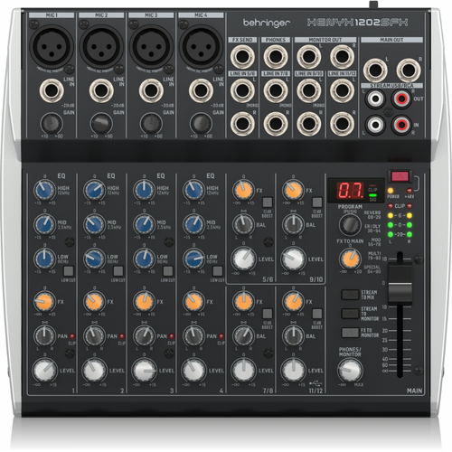 Behringer Xenyx 1202SFX 12-Channel Mixer with USB Streaming Interface and Klark Teknik Effects