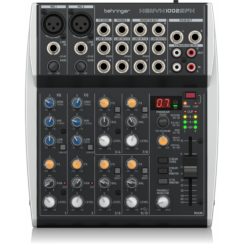 Behringer Xenyx 1002SFX 10-Channel Mixer with USB Streaming Interface and Klark Teknik Effects