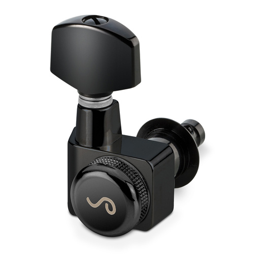 Schaller 6-in-Line Locking F-Series Machine Heads - Black, 1:18 Ratio, Set of 6, Original Specs, Made in Germany