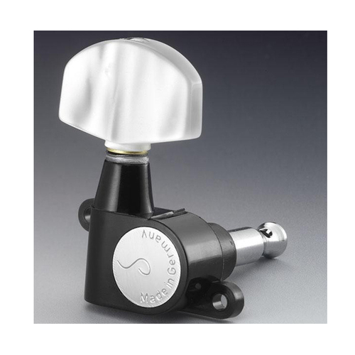 Schaller Machines 6-in-L-Black Nylon w/Pearl M6NLP