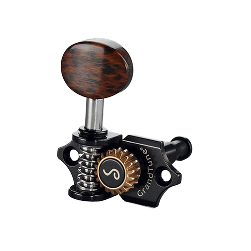 Schaller GrandTune 3/3 Machine Heads - Black/Snakewood, 18:1 Gear Ratio, Vintage Design, Velvet-Tec Technology