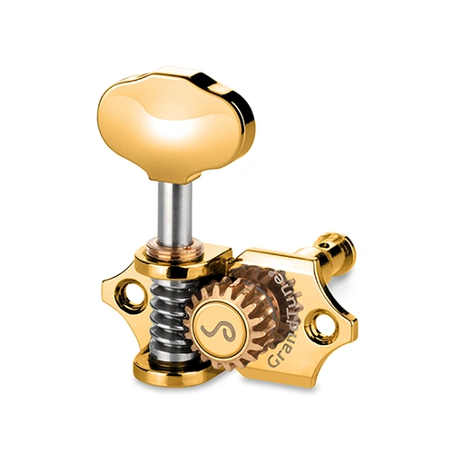 Schaller GrandTune 3/3 Tuning Machines - Gold Finish, 18:1 Gear Ratio, Velvet-Tec Technology, Vintage Design, Maintenance-Free Performance