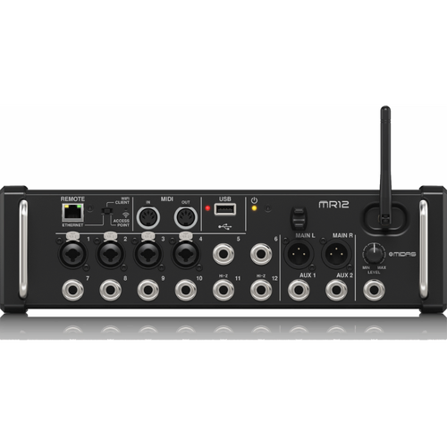 Midas MR12 12-Input Digital Mixer for iPad/Android with 4 Preamps, 8 Line Inputs, Wifi Module and USB Stereo Recorder