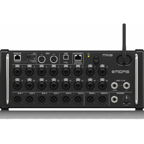 MIDAS MR18 18-Input Digital Mixer for iPad/Android with 16 Preamps, Wifi Module, Multi-Channel USB Audio Interface