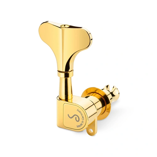 Schaller M4 180 Light Gold Bass Machine Heads 4/L, Gear Ratio 1:20, 44g, 14mm Bore Diameter, Precision-Crafted, Maintenance-Free