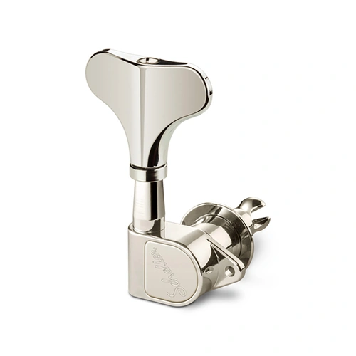 Schaller M4 90 Light Nickel Bass Machine Heads 2/2, 1:20 Gear Ratio, High-Grade Aluminium, Precision Tuning, 44g per Piece