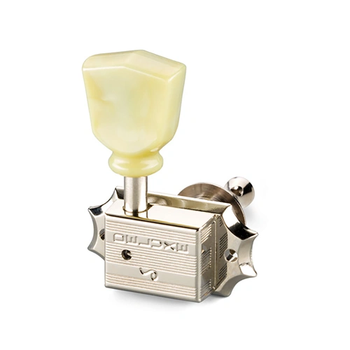 Schaller 3/3 G-Series Keystone Machine Heads Nickel, 1:16 Ratio, Plastic Buttons, Includes Bushings and Mounting Screws, 30g Each