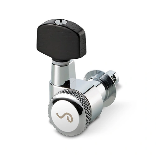 Schaller M6-PIN Rearlocking Tuner 3/3 Chrome with Ebony Pin, Gear Ratio 1:16, Screw Mount & Pin Lock Options