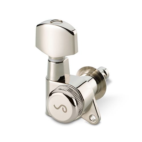 Schaller M6-135 Rearlocking Machine Heads, 6-in-Line, Nickel Finish, 1:16 Gear Ratio, Screw Mount or Pin Lock Options