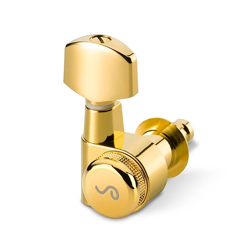 Schaller M6-PIN Rearlocking Machine Heads 6-in-Line Gold with Pin, 1:16 Gear Ratio, Low Profile Design