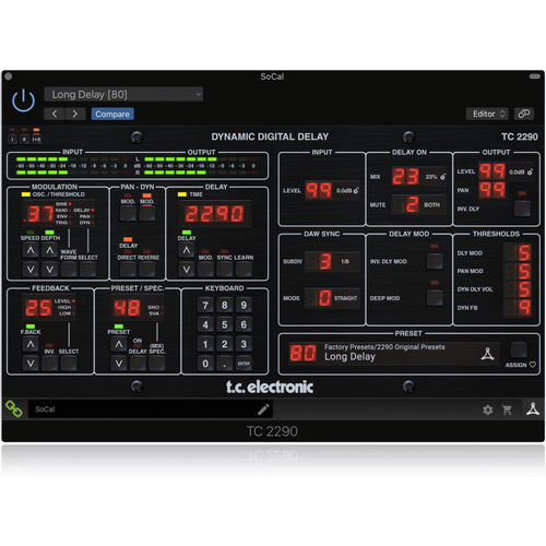 TC Electronic TC2290 DT Dynamic Delay Plug-in with Hardware Controller and Presets
