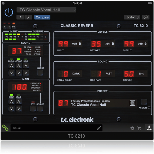 TC Electronic TC8210-DT Classic Mixing Reverb Plug-in with Hardware Controller