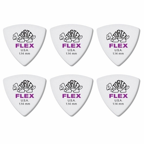 6 x Jim Dunlop Tortex Triangle FLEX 1.14MM Gauge Guitar Picks 456R
