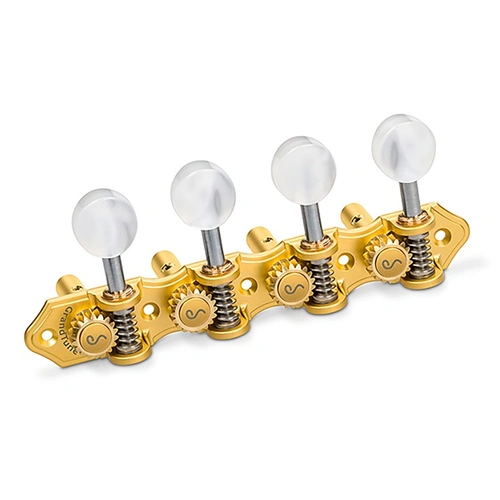 Schaller GrandTune Mandolin A Slotted Satin Gold Pearl Tuning Machine 1:18 Gear Ratio
