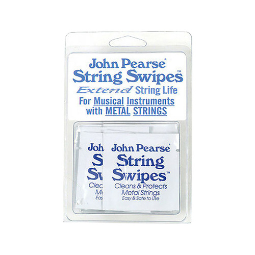 John Pearse String Swipes 20 Pack - Guitar String Wipes for Protection and Care
