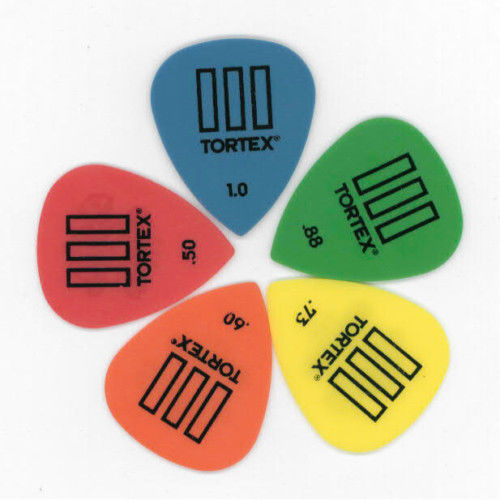 10 x Jim Dunlop Tortex TIII Mixed Guage Guitar Picks T3 Jazz Tip