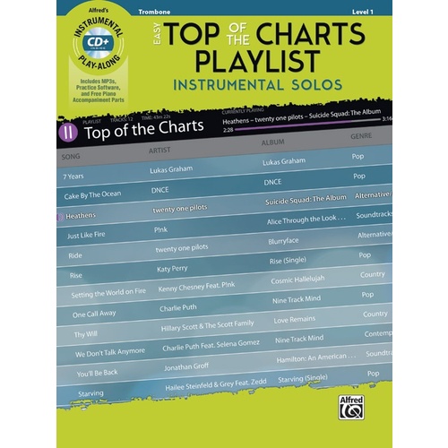Easy Top Of The Charts Playlist Trombone Book/CD