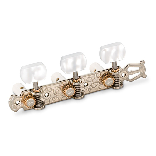 Schaller GrandTune Classic Lyre Nickel with PWS White Rollers, 1:18 Gear Ratio, Maintenance-Free Design, Various Finishes and Tuning Buttons
