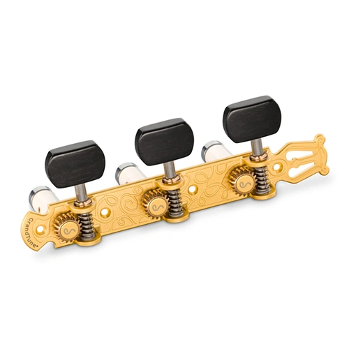 Schaller GrandTune Classic Lyre Satin Gold/Ebony Deluxe White Rollers Machine Heads