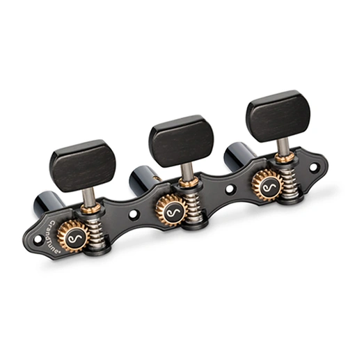 Schaller GrandTune Classic Hauser Satin Black Machine Heads with Square Ebony Rollers, 1:18 Gear Ratio, Deluxe Options Available